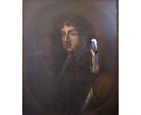 18th Century English School"Portrait of King Charles II," O.O.C., (damaged) approx. 76cms x 61cms (30" x 24") in contemporary