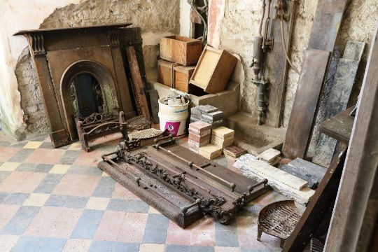 A Collection Of Antique Metal Fireplaces And Fenders Part Marble