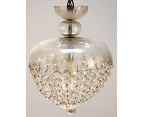 A glass dome beaded Ceiling Light. (1)