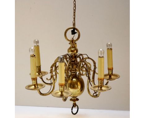 A six branch brass Ceiling Light. (1)