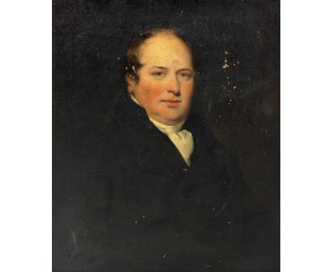 19th Century Irish School in the Manner of Martin Archer Shee (1769 - 1850)Half length Portrait "Gentleman with white cravat 