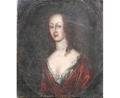 18th Century Irish School"Portrait of a female member of the Swifte Family," depicting a lady with red ringlets, low cut dres