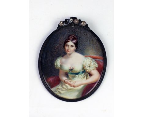 After Sir Thomas Lawrence (British 1769 - 1830)Miniature: A half length Portrait of the Countess of Blessington (Marquerite G