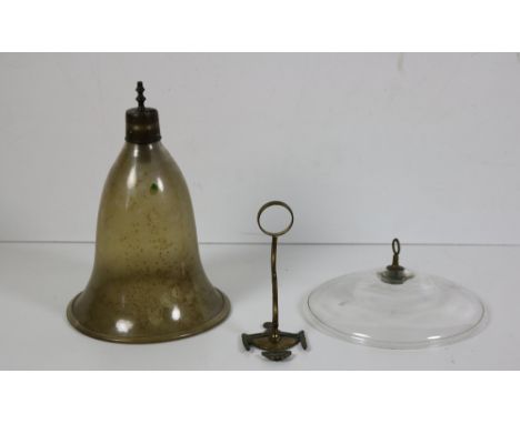 A rare Regency period glass Wall Lantern, with vase shaped brass wall bracket with curved arm, a drop out brass candle socket