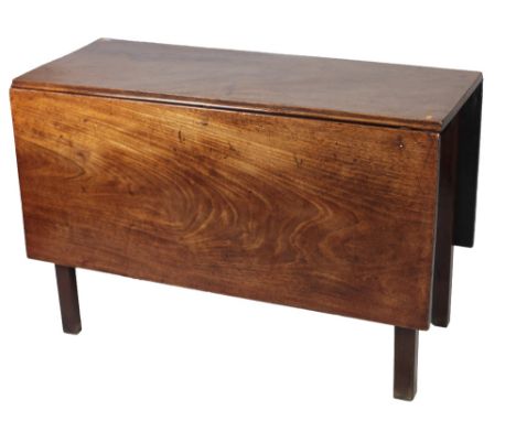 A 19th Century Irish mahogany drop leaf Table, the plain top with rectangular shaped leaves and gate leg action, approx. 107c