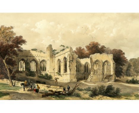 AFTER WILLIAM RICHARDSON, "EXTERIOR OF THE REFECTORY, EASBY ABBEY" AND "EGGLESTON ABBEY, NEAR ROKEBY", a pair of hand-tinted 