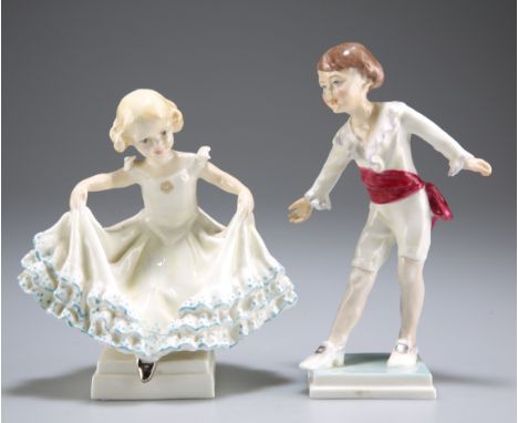 TWO ROYAL WORCESTER FIGURES, modelled by F.G. Doughty, comprising "Masquerade", 3360; and&nbsp; "Masquerade", 3359. (2)