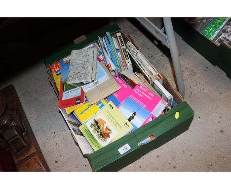 A box containing various Ordnance Survey and other maps 