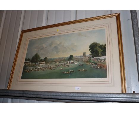Charles Crundall, pencil signed print "Henley on Thames", blind stamp to margin