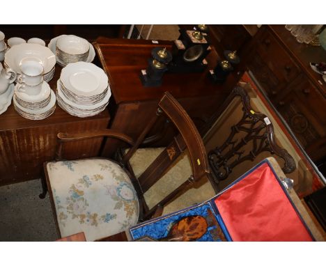 A mahogany Chippendale style carver chair; and a Edwardian bedroom chair