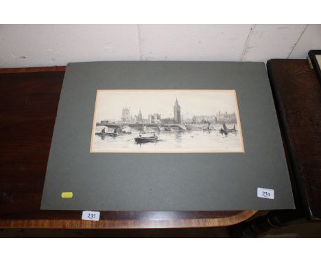 Frank Harding, pencil signed etching "Westminster Bridge"