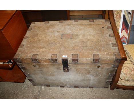 An oak and metal  bound trunk named to Capt. Charles Turner, 49th Regiment 