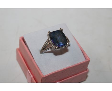 A vintage large Sterling silver fluorite dress ring, ring size T/U