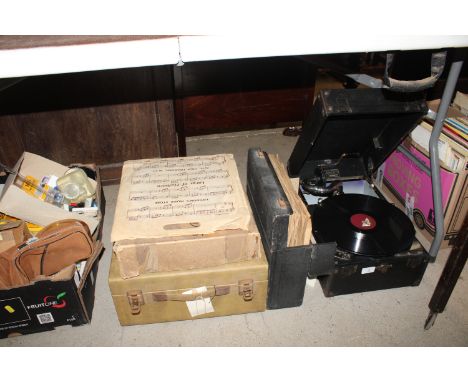 A Decca wind-up gramophone and a collection of 78rpm records etc.