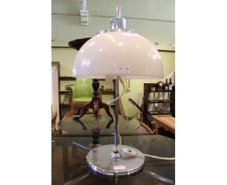 An adjustable 1970s table lamp chrome finish with opaque white Perspex shade 