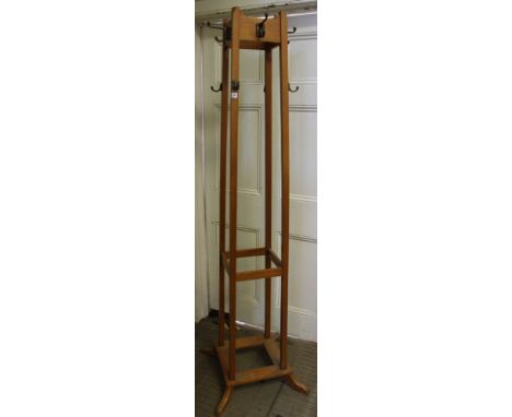 A mid-century beech freestanding hat, coat &amp; stick stand 