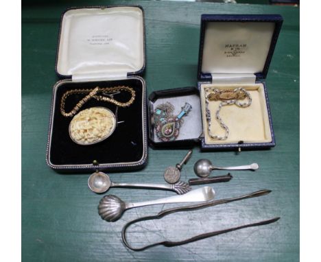 A selection of silver ware and jewellery various 