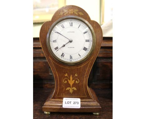 An Art Nouveau design inlaid mahogany clock case bearing the name Edward Glasgow 