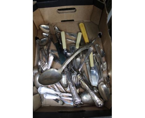 A selection of cutlery various to include a Chinese probable silver spoon 