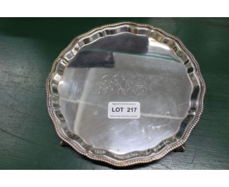 An engraved hallmarked silver salver 