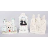 A Staffordshire figure group, "The Independent Order of Good Templars", 11" high, and a
