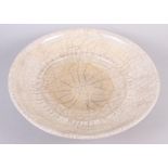 A John Dunn Raku pearlescent shallow bowl, 17 1/2" dia x 3 3/4" high