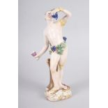 An 18th century Meissen figure of Bacchus, 8" high (restored)
