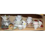 A Susie Cooper "Azalea" pattern part tea set, a Shelly part teaset with gilt and floral decoration