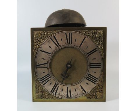 A John Worsfold of Woking (born 1704) Clock Striking Movement, the 21 cm dial with brass spandrels and silvered chapter ring 