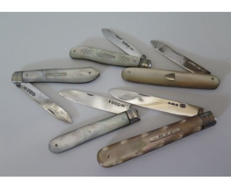 Five Silver and Mother of Pearl Handled Fruit Knives