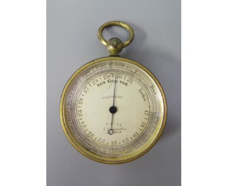 A Pocket Barometer, the dial signed T. Hill 4 Haymarket London, working