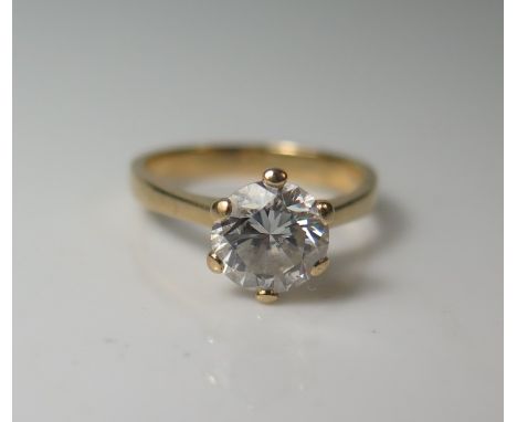 A Good .750 Gold and Diamond Solitaire Engagement Ring, size L.5, 3.6 g with accompanying Goldsmiths Walker & Hall Insurance 