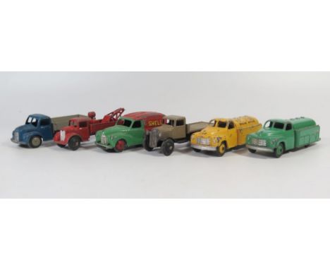 Dinky 442 Petrol Tanker Esso, 443 National, 470 Shell BP, 25c, 414 Dodge Tipper and 30e Breakdown Car