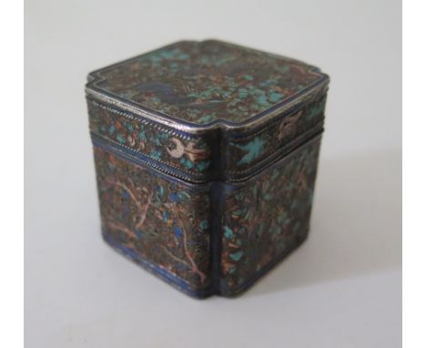 A Small Chinese Silver and Enamel Box, c. 3.5 x 3.5 cm