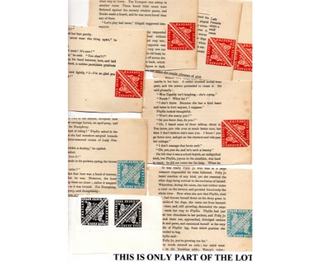   South Africa stamp forgers kit, original black print and 1d and 4d in colour on pages of old book so the paper is right… th