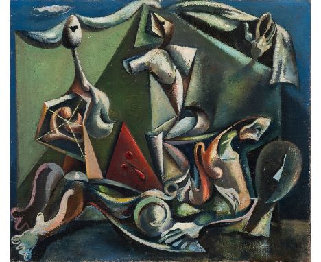 Antoni García Lamolla (Tarragona, 1910 - Dreux, France, 1981)"Surrealist Composition"Oil on canvas. Signed and dated 1943. 42