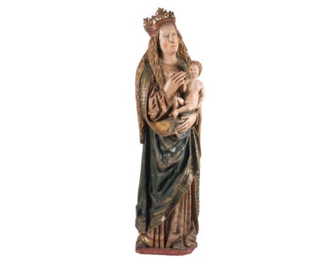 Virgin with Child. Sculpture in carved, polychromed and gilded wood. Anonymous Hispano-Flemish. End of the fifteenth century.