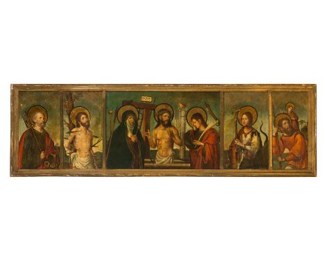 Pere Mates (documented 1512-1558)Predella of an altarpiece. Oil painting on wood. Girona, circa 1525. 43 x 144 cmThis is a pr