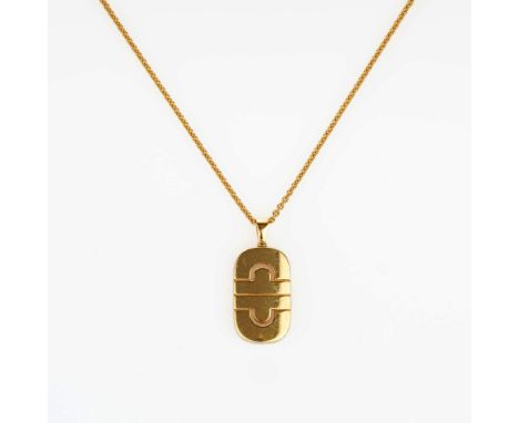 Bulgari. Kette 'Parentesi'. 18 kt. GG, gest., MZ: Bulgari. Ankerkette ( B. 1,5 mm, L. 45,5 cm ) mit Anhänger (16 X 34 mm), Ka