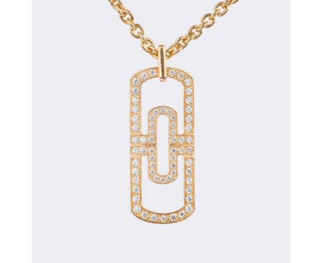 Bulgari. Brillant Anhänger 'Parentesi' mit Kette. 18 kt. Roségold, gest., MZ: Bulgari, Made in Italy, num. C782YL. Parentesi 