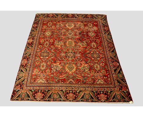 Mahal carpet, north west Persia, circa 1920s, 10ft. 10in. x 8ft. 3in. 3.30m. x 2.51m. Reduced in size by removal of outer gua