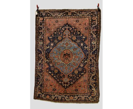 Jozan rug, north west Persia, first half 20th century, 6ft. 6in. x 4ft. 7in. 1.98m. x 1.40m. Overall wear, heavier in some pl