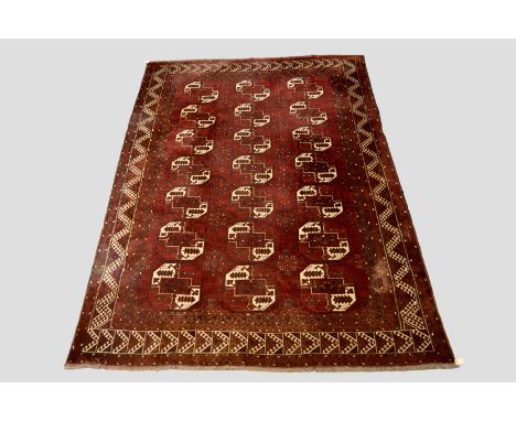 Ersari Turkmen temirchin-gul carpet, north east Afghanistan, circa 1920s-30s, 10ft. 9in. x 7ft. 5in. 3.28m. x 2.26m. Areas of