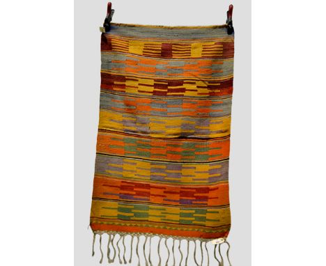 Five Anatolian kelims, all modern, the first: banded interlocking motifs principally orange and red, 4ft. 1in. x 2ft. 9in. 1.