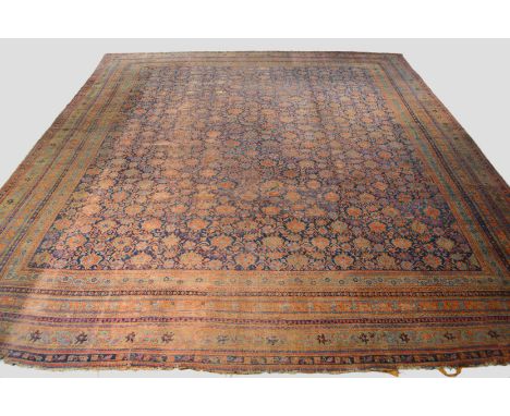Massive Ushak carpet of all over design in a soft palette, west Anatolia, second half 19th century, 27ft. 3in. x 23ft. 2in. 8