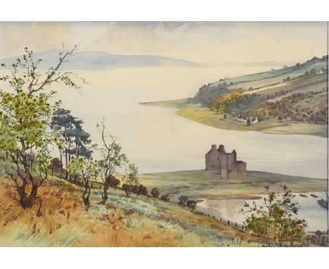 * ALASTAIR A K DALLAS (SCOTTISH 1898 - 1983), LOCHRANZA CASTLE, ARRAN watercolour on paper, signed and titled 25cm x 35cm Mou