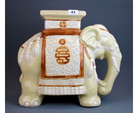 A vintage Chinese glazed ceramic elephant stool, H. 39cm.