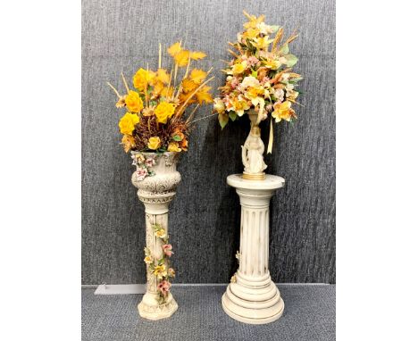 Two vintage ceramic plant stands, H. 76cm.