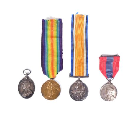 A collection of WWI First World War medals awarded to one 329 Cpl. F.W Payne of the 8th Battalion London Regiment comprising 