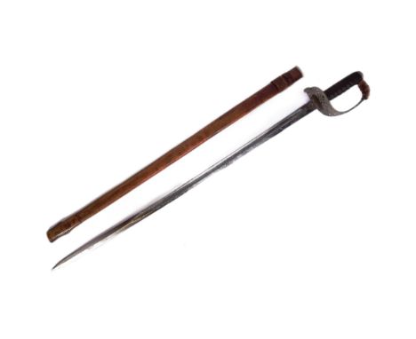 A WWI First World War 1896 pattern cavalry sword to an officer of the 14th Kings Own Hussar Regiment. The sword having a cheq